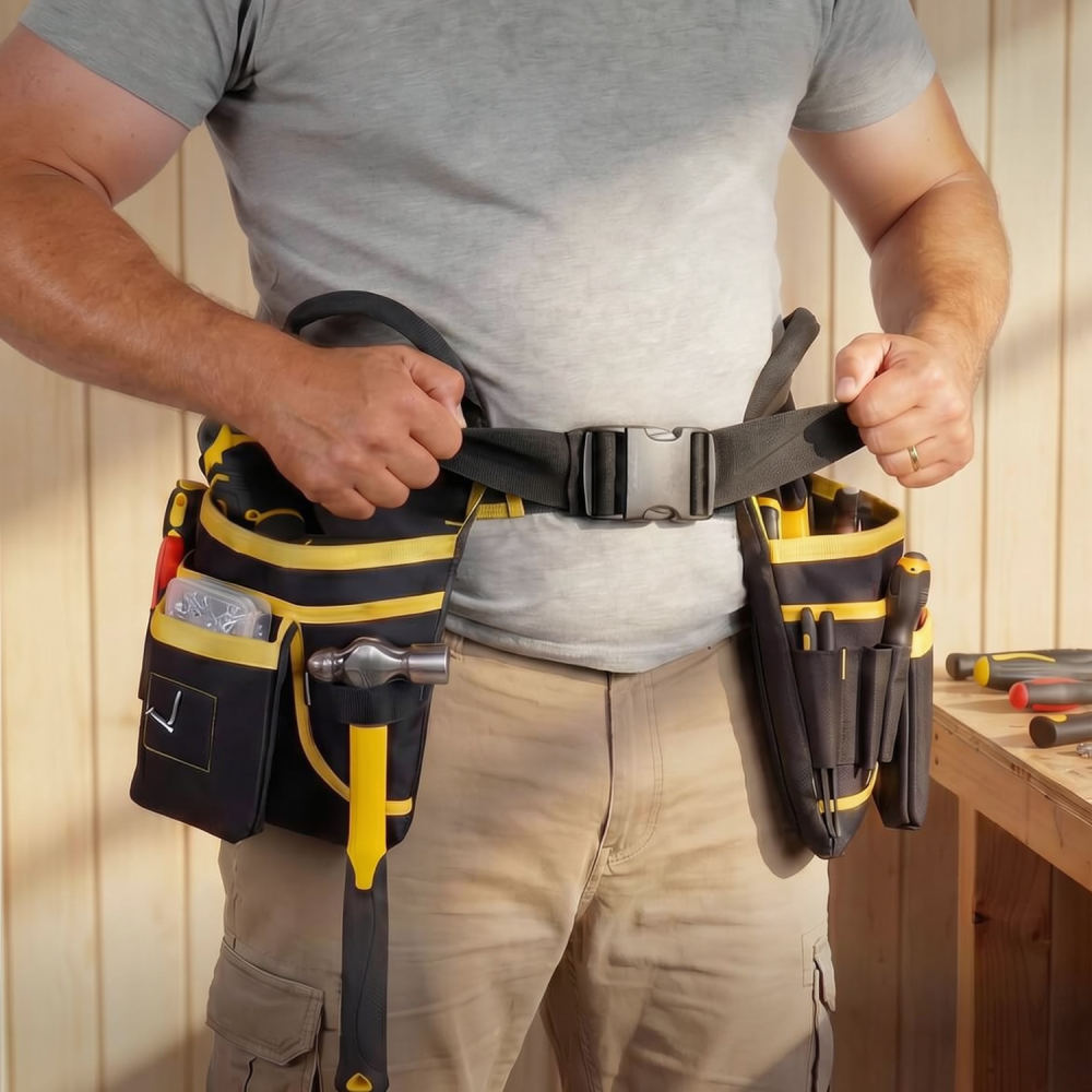 Heavy Equipment Electrician - 多機能ツールウエストポーチ、丈夫なオックスフォード生地製、電気工事士用、工具整理、修理用具収納ベルト